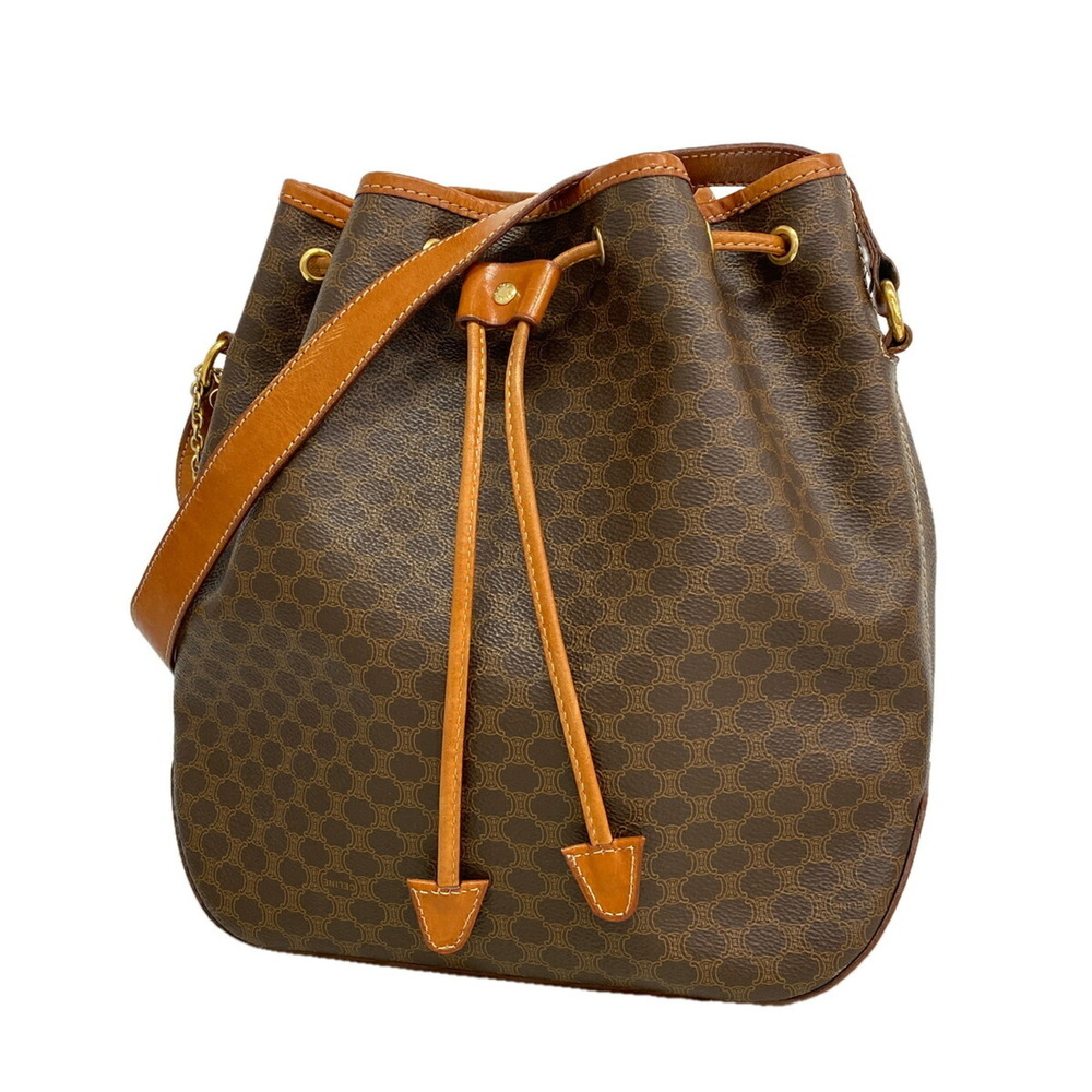 Celine Macadam Shoulder Bag, Brown, Women's